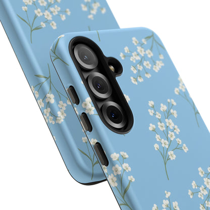Baby’s Breath Floral Phone Case – Blue Minimal Flower Aesthetic Tough Case