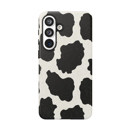 Black & White Cow Print Phone Case | Western Aesthetic iPhone & Samsung Tough Case