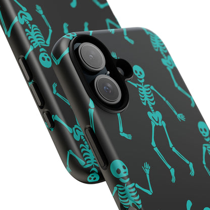 Dancing Teal Skeletons Phone Case | Tough Protective Case for Iphone, Samsung Galaxy and Pixel