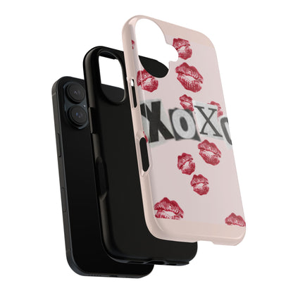 XOXO Kiss Print Phone Case | Coquette Valentine Aesthetic | Cute Pink Lipstick Kiss Tough Case for iPhone & Samsung