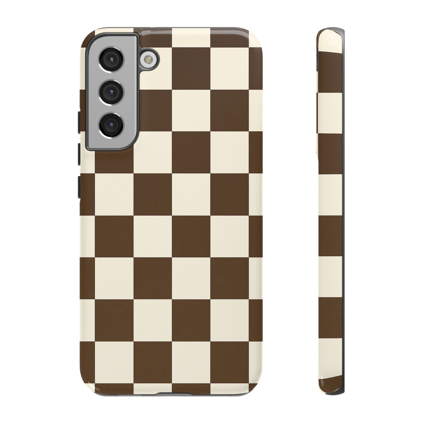 Mocha Checkerboard Phone Case | Neutral Aesthetic Tough Case