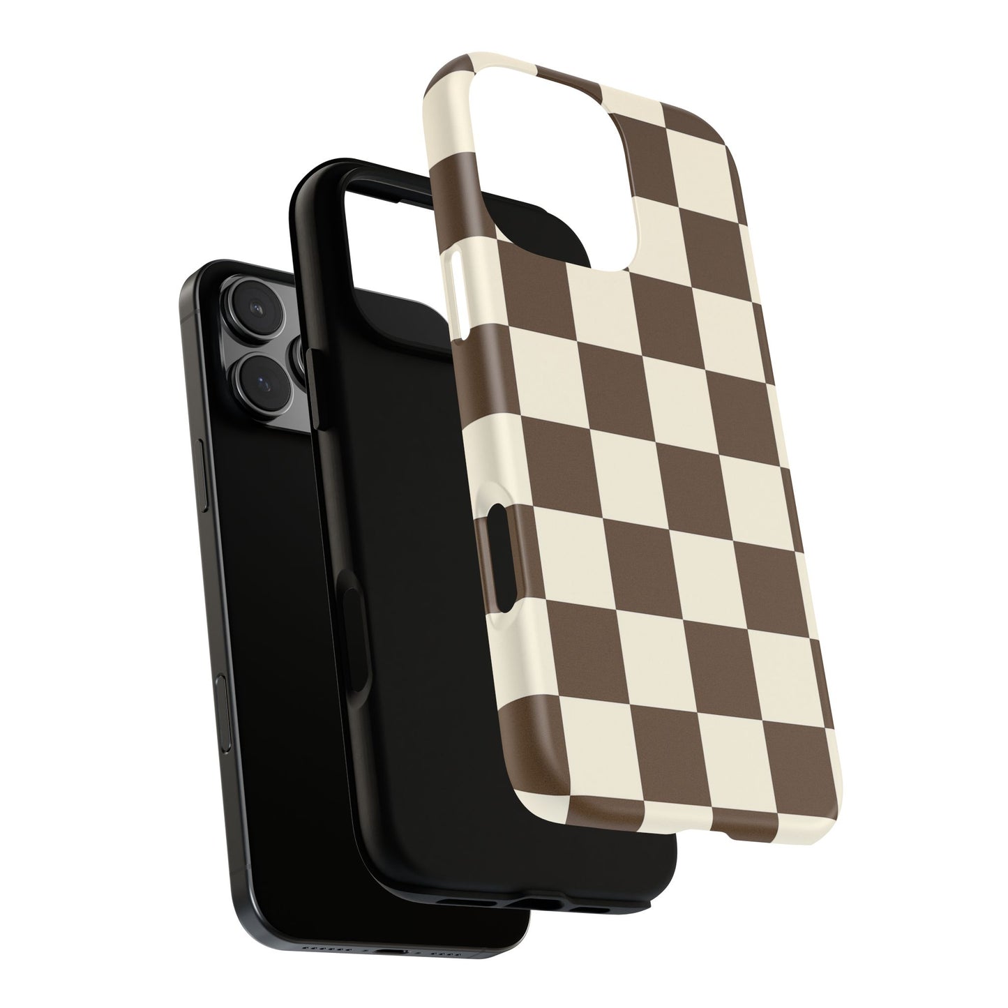Mocha Checkerboard Phone Case | Neutral Aesthetic Tough Case