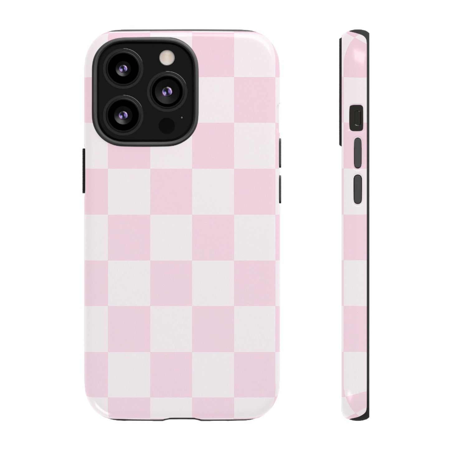Light Pink Checkerboard Phone Case | Pastel Aesthetic Checkered iPhone & Samsung Tough Case