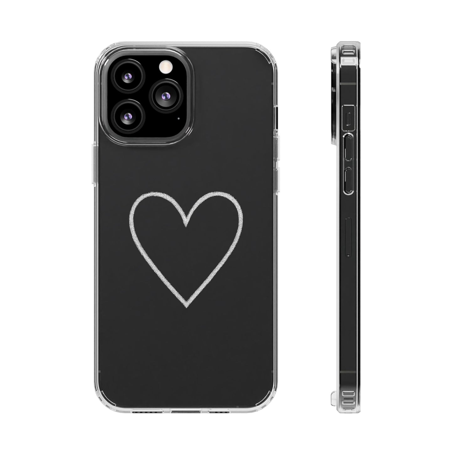 Minimal Hand-Drawn Heart Clear Phone Case | Aesthetic Clear Protective Case