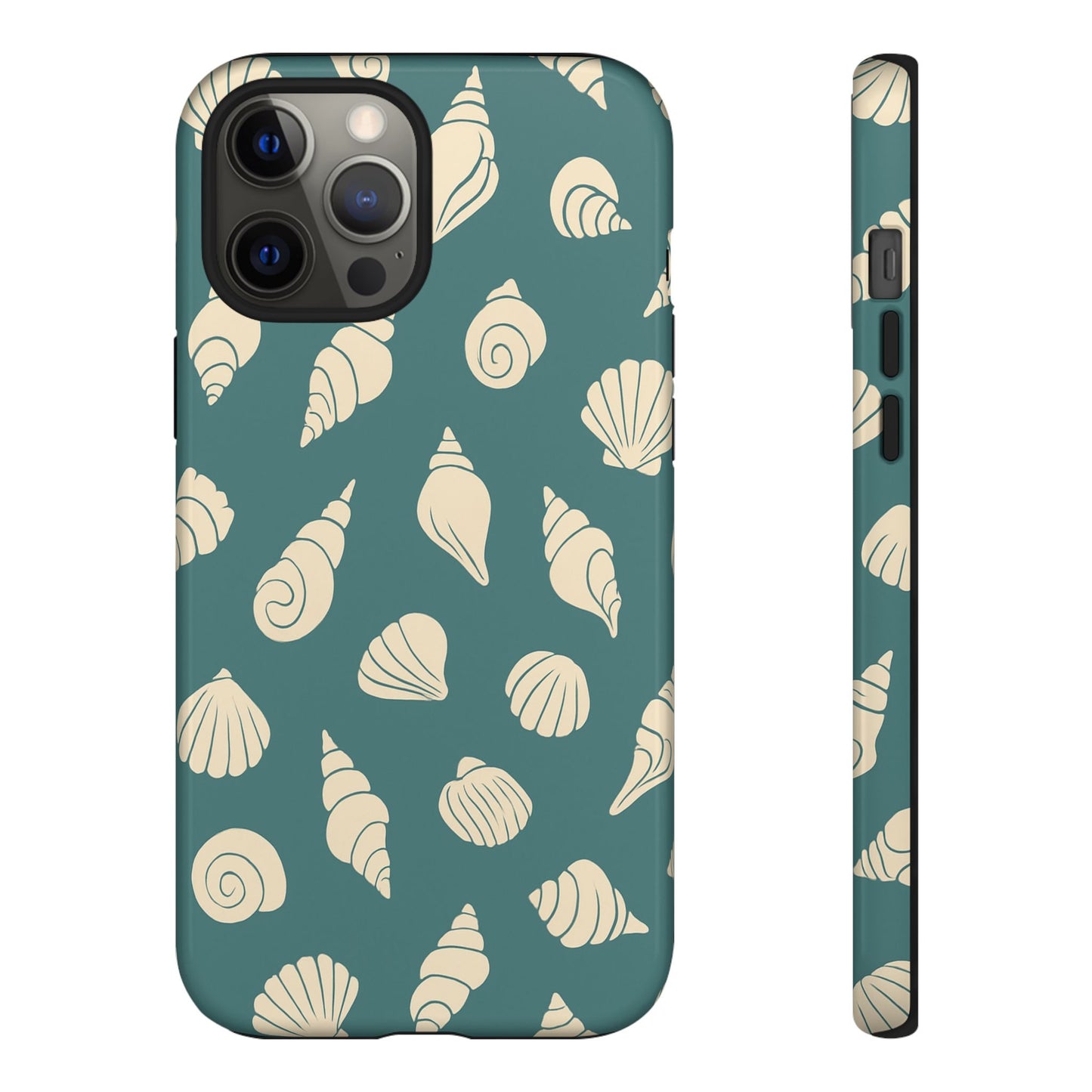 Seashell Pattern Phone Case | Teal Coastal Shells Tough Case for Iphone, Samsung Galaxy and Pixel
