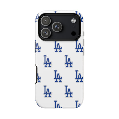 Blue LA Monogram Pattern Phone Case | Minimal Baseball Inspired Tough Cover