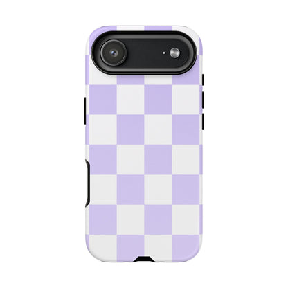 Lavender Checkerboard Phone Case | Pastel Aesthetic Checkered iPhone & Samsung Tough Case