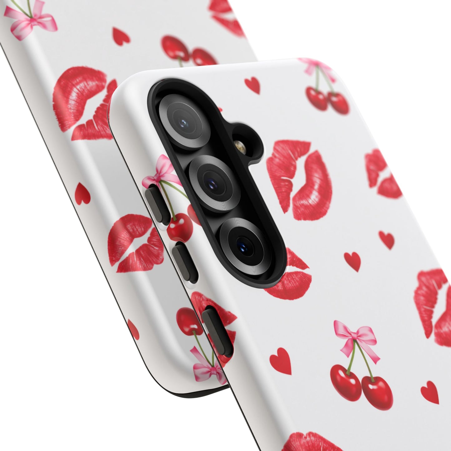 Red Lips & Cherry Phone Case – Y2K Retro Aesthetic Tough Cover