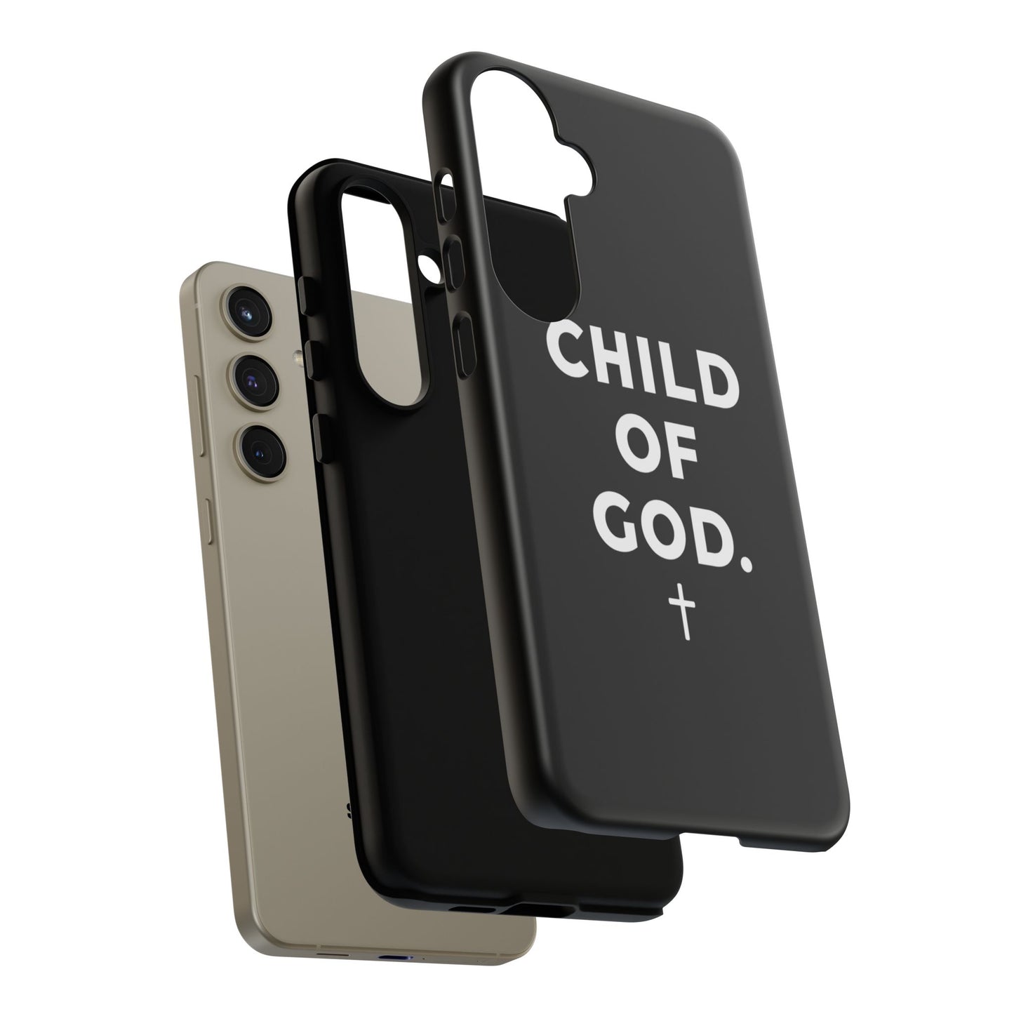 Child of God Phone Case Christian Black Aesthetic Cross Tough Cover