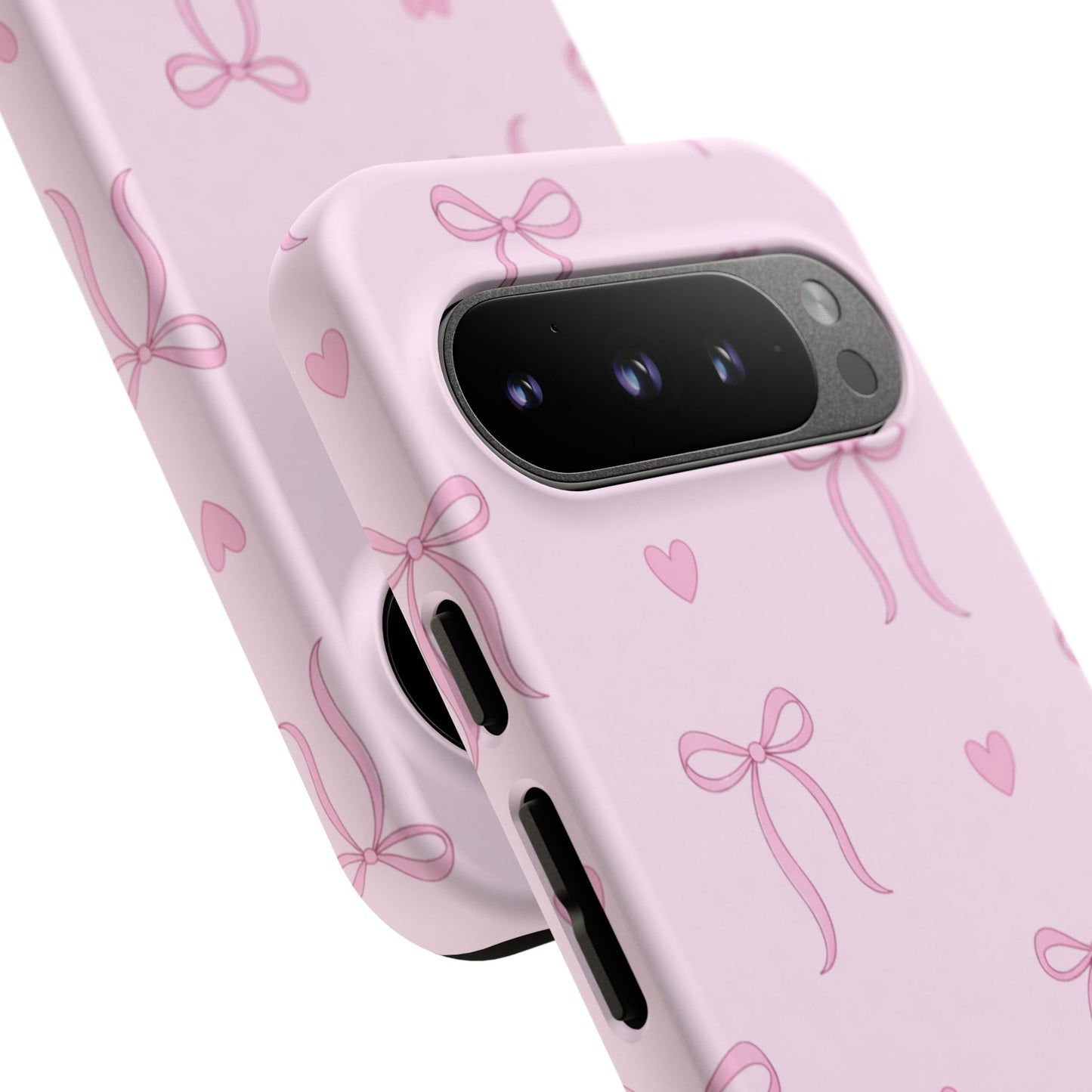 Pink Bow Heart Aesthetic Phone Case – Coquette Cute Tough Cover