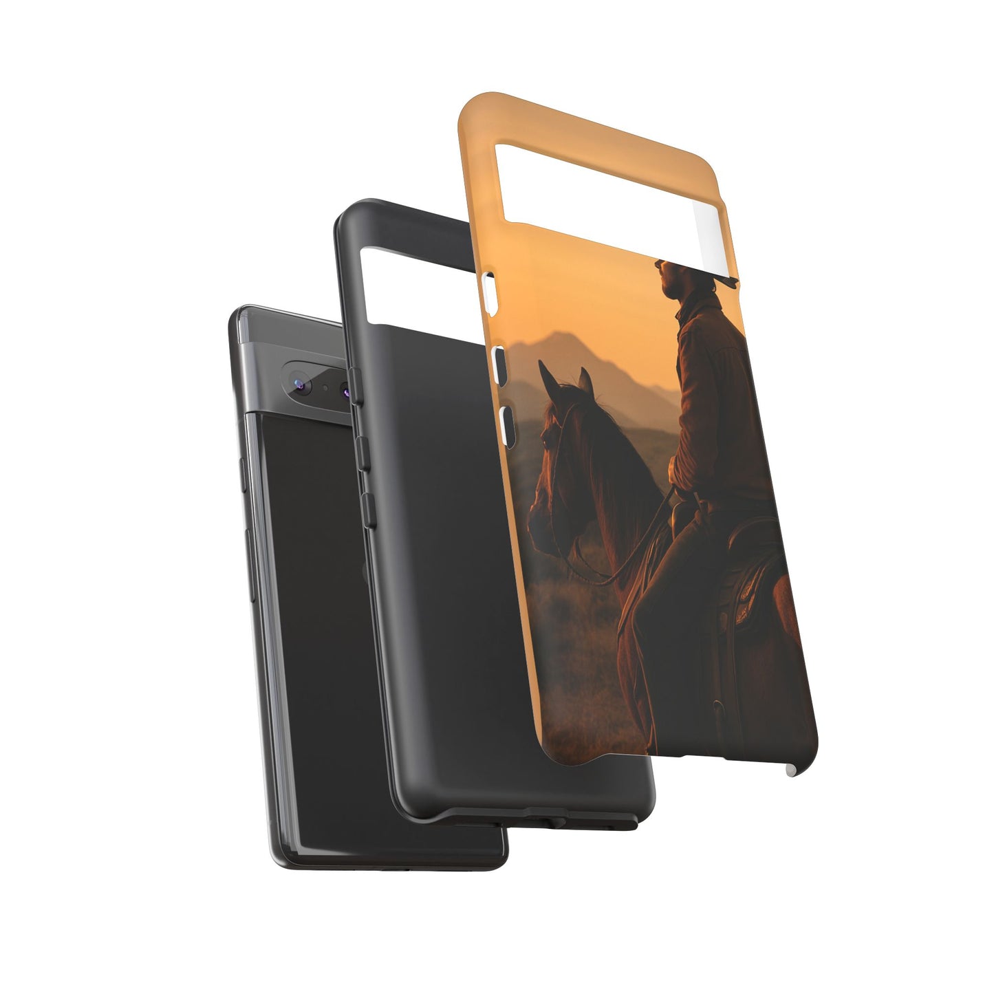 Western Cowboy Sunset Phone Case | Horse Rider Desert Aesthetic Tough Protective Case