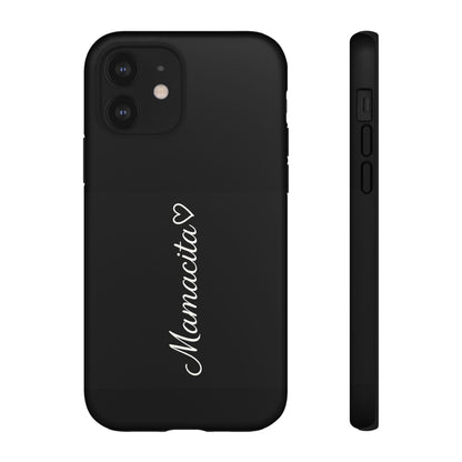 Mamacita Script Phone Case | Minimal Black Tough Case | Sleek Aesthetic Cover