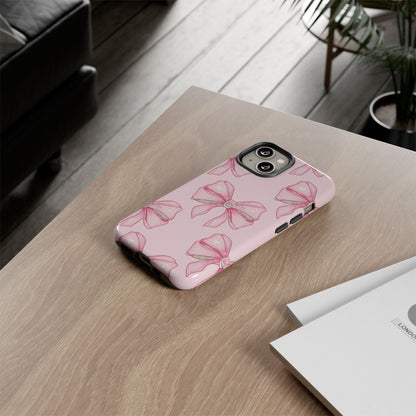 Pink Bow Pattern Phone Case | Coquette Aesthetic Tough Protective Case