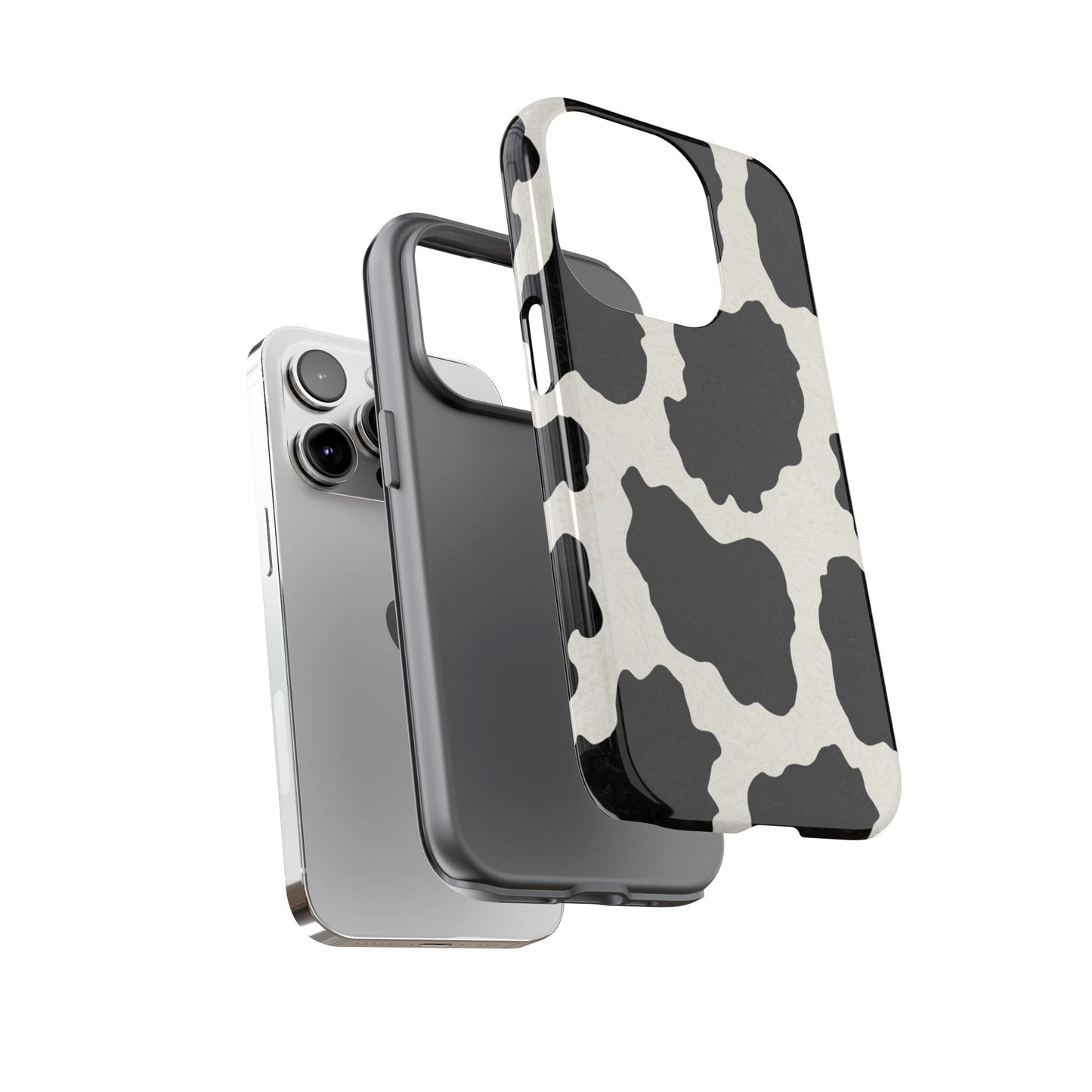 Black & White Cow Print Phone Case | Western Aesthetic iPhone & Samsung Tough Case