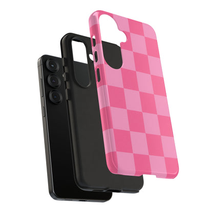 Pink Checkerboard Phone Case | Cute Aesthetic Checkered iPhone & Samsung Tough Case