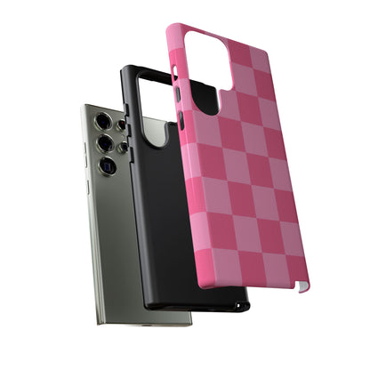 Pink Checkerboard Phone Case | Cute Aesthetic Checkered iPhone & Samsung Tough Case