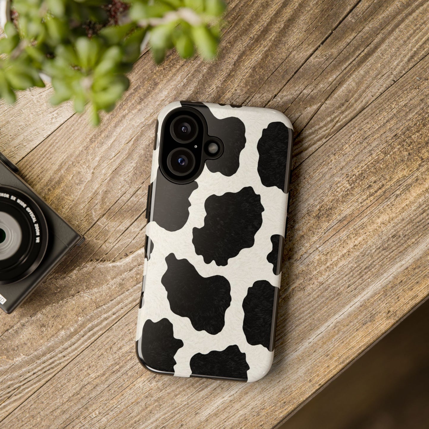 Black & White Cow Print Phone Case | Aesthetic Tough Protective Case