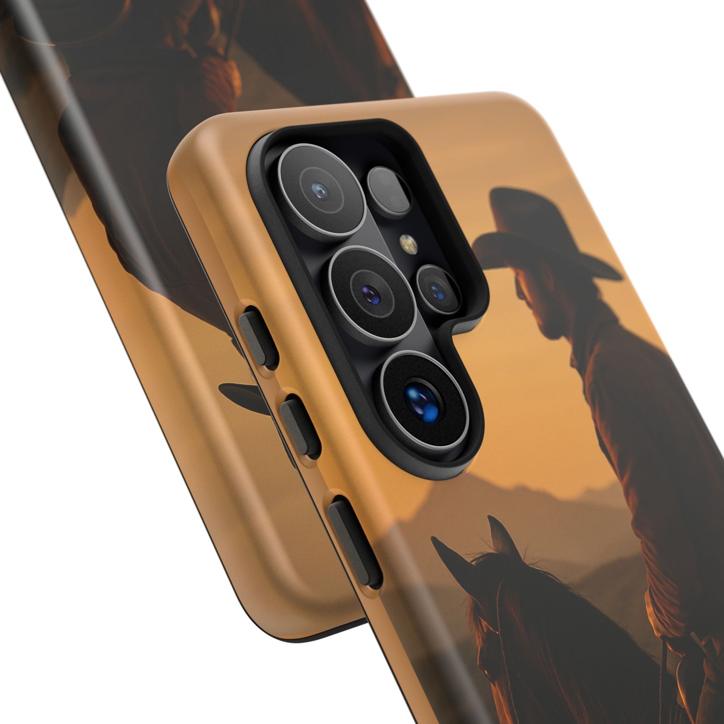 Western Cowboy Sunset Phone Case | Horse Rider Desert Aesthetic Tough Protective Case
