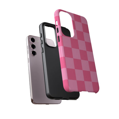 Pink Checkerboard Phone Case | Cute Aesthetic Checkered iPhone & Samsung Tough Case
