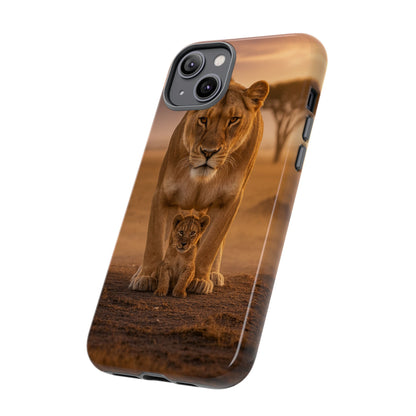Lioness & Cub Phone Case | Safari Wildlife Tough Case for iPhone & Samsung