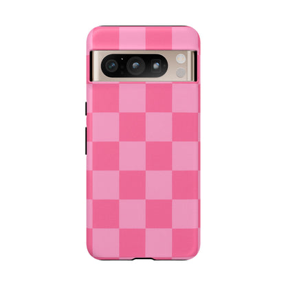 Pink Checkerboard Phone Case | Cute Aesthetic Checkered iPhone & Samsung Tough Case