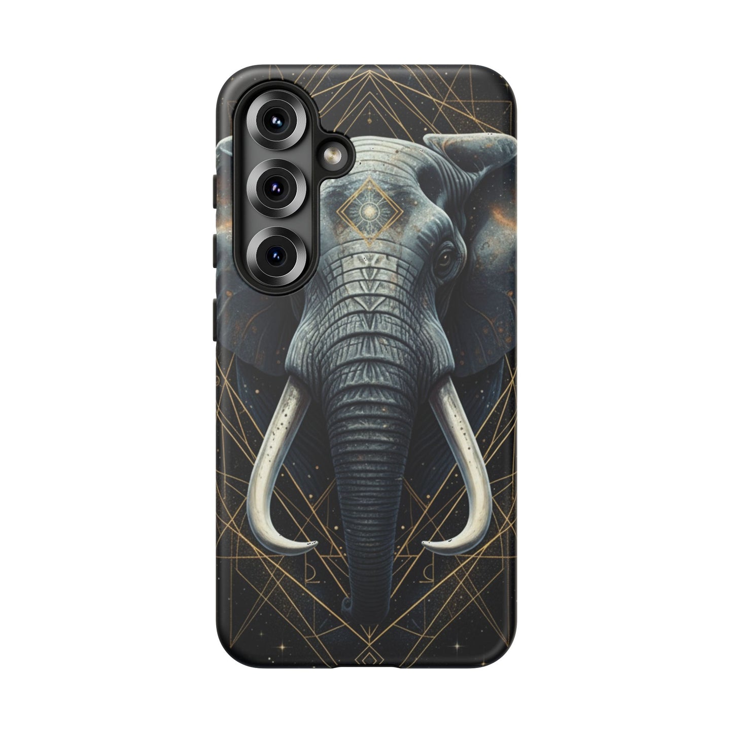 Elephant Mandala Phone Case – Black and Gold Spiritual Elephant Tough Protective Case