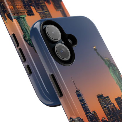 Statue of Liberty Sunset Phone Case – New York City Skyline Travel Aesthetic Tough Case