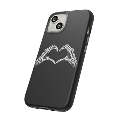 Skeleton Hands Heart Phone Case | Gothic Black Protective Cover