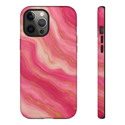 Pink Marble Phone Case | Rose Gold Swirl Aesthetic Tough Protective Case