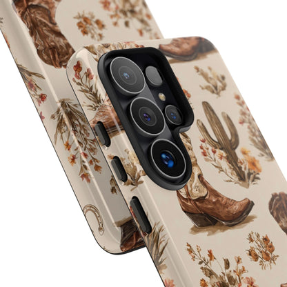 Cowboy Boots Western Phone Case Rustic Cowgirl Cactus Floral iPhone Samsung Pixel