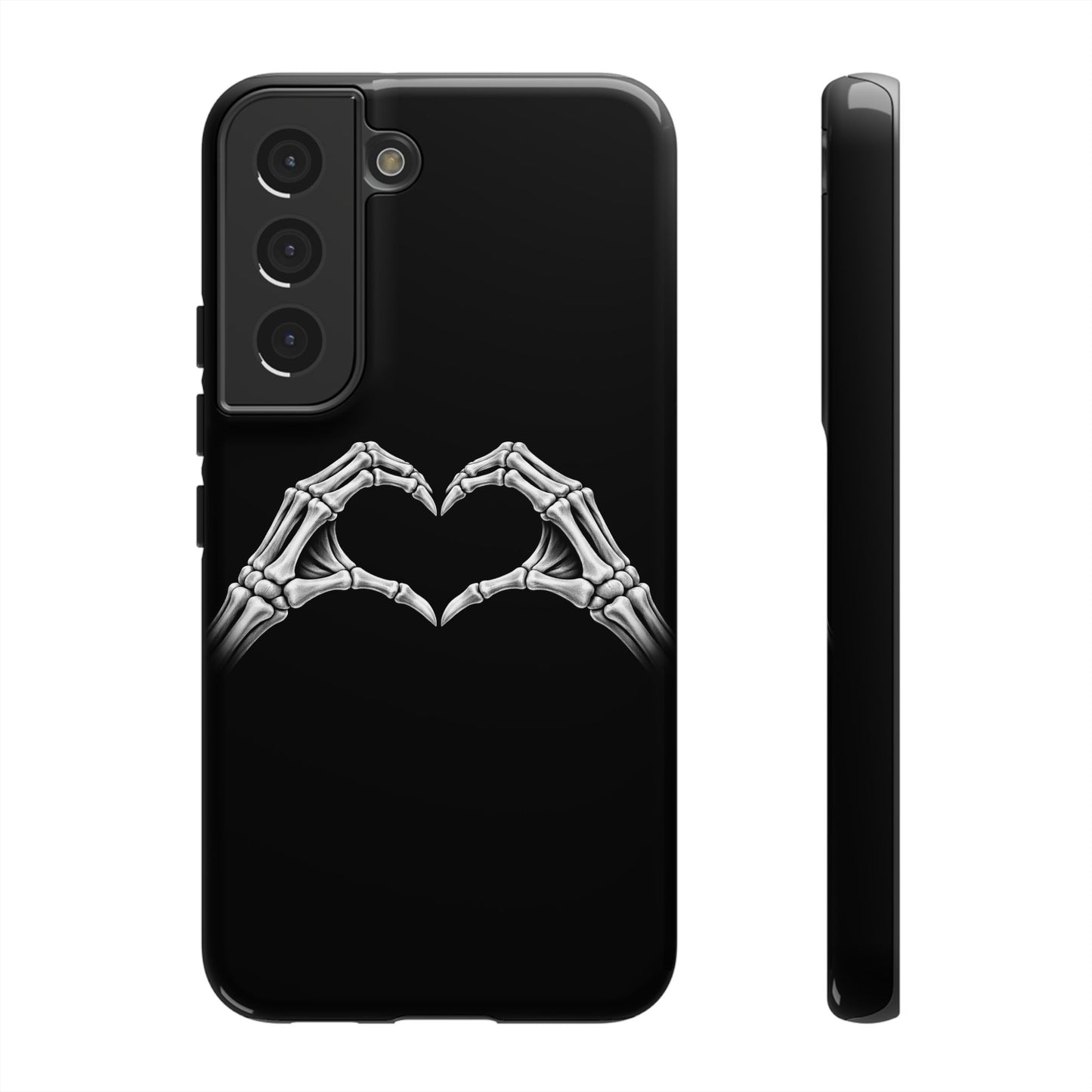 Skeleton Hands Heart Phone Case | Gothic Black Protective Cover