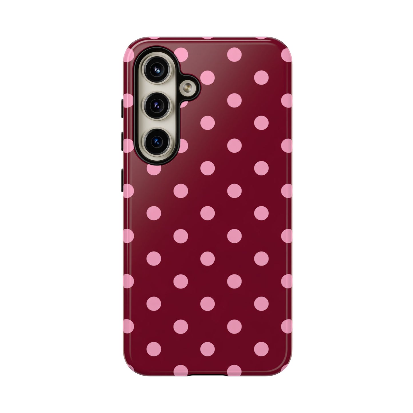 Pink Polka Dot Phone Case – Cute Aesthetic Tough Protective Phone Cover for Iphone, Samsung Galaxy and Pixel