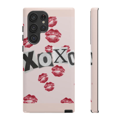 XOXO Kiss Print Phone Case | Coquette Valentine Aesthetic | Cute Pink Lipstick Kiss Tough Case for iPhone & Samsung