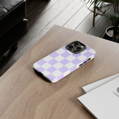 Lavender Checkerboard Phone Case | Pastel Aesthetic Checkered iPhone & Samsung Tough Case