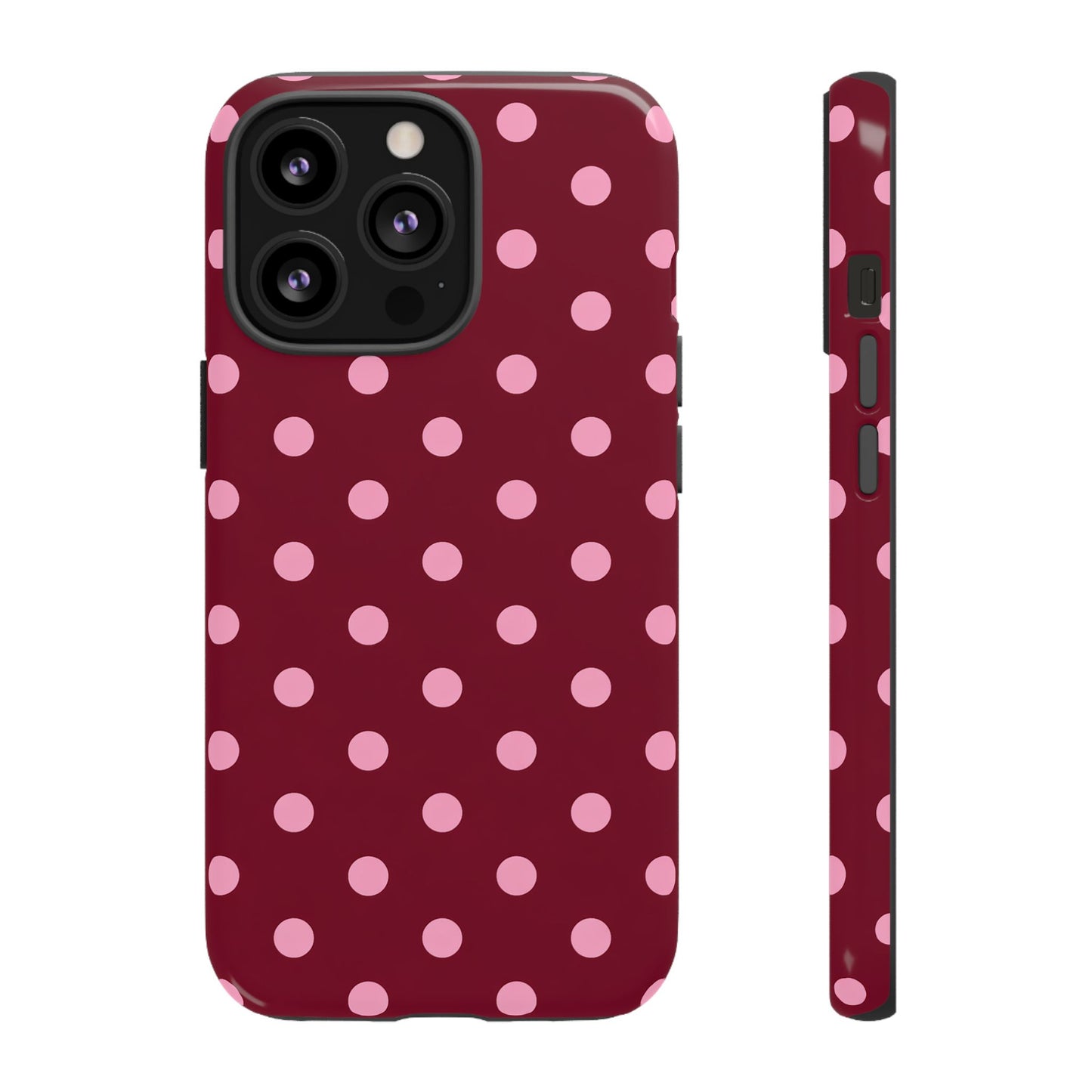 Pink Polka Dot Phone Case – Cute Aesthetic Tough Protective Phone Cover for Iphone, Samsung Galaxy and Pixel