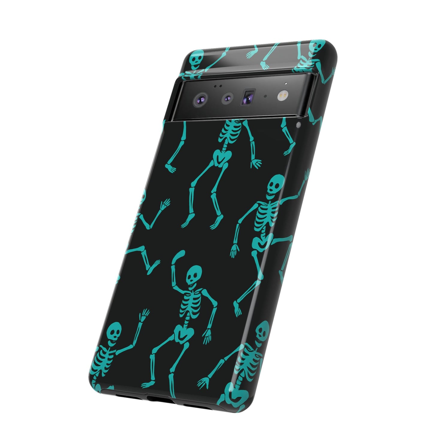 Dancing Teal Skeletons Phone Case | Tough Protective Case for Iphone, Samsung Galaxy and Pixel
