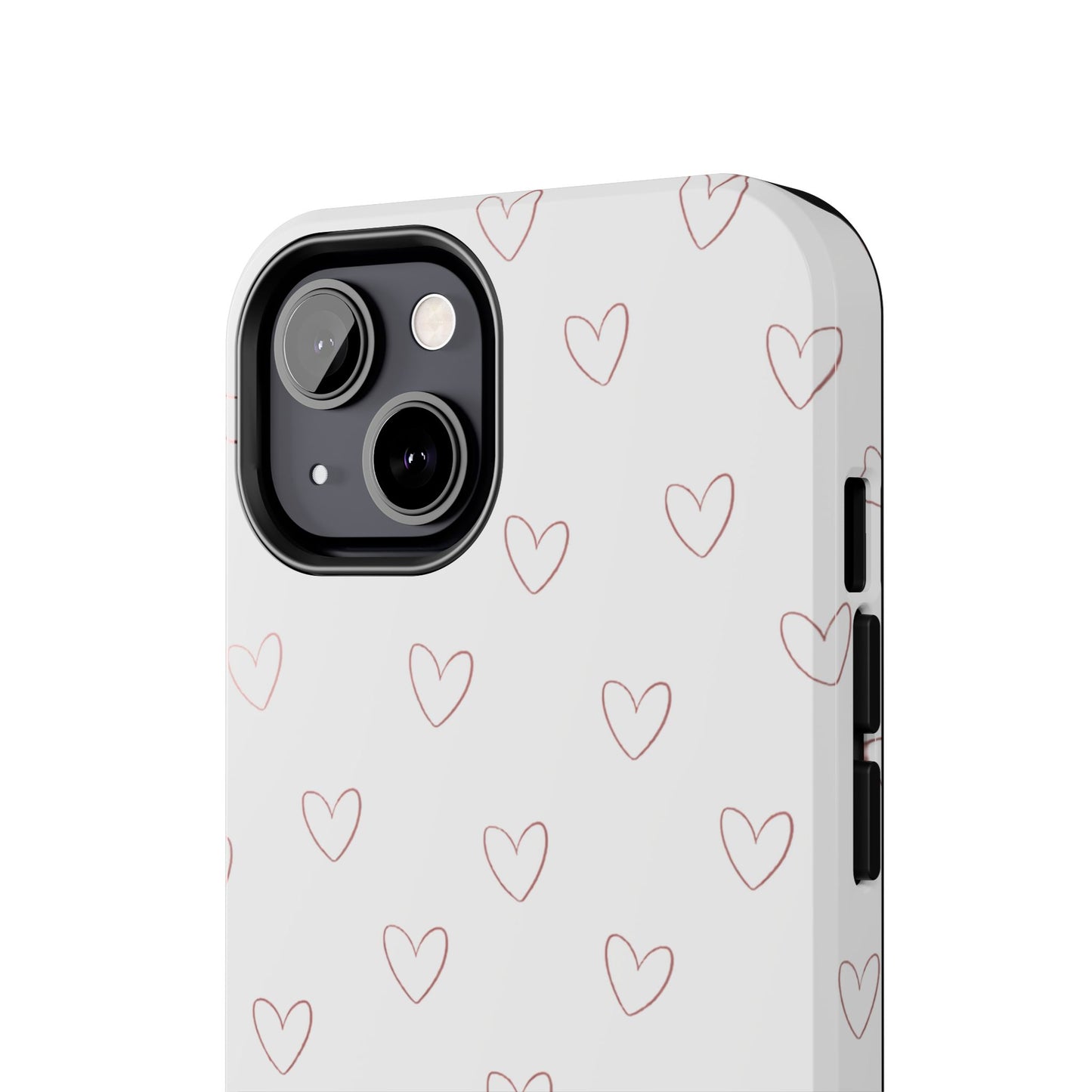 Hand-Drawn Hearts Tough Phone Case | Minimal Pink Heart Pattern