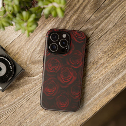 Dark Red Rose Phone Case – Gothic Floral Tough Case (iPhone, Samsung, Pixel)