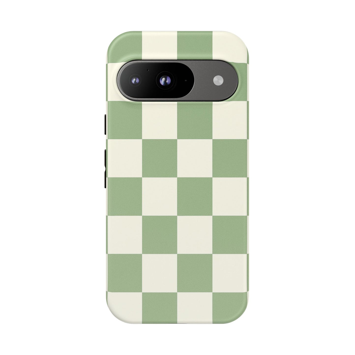 Sage Green Checkerboard Phone Case | Minimal Aesthetic Checkered iPhone & Samsung Tough Case