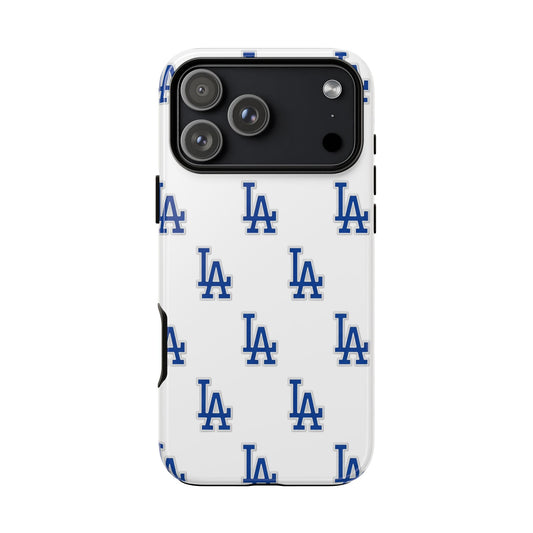 Blue LA Monogram Pattern Phone Case | Minimal Baseball Inspired Tough Cover