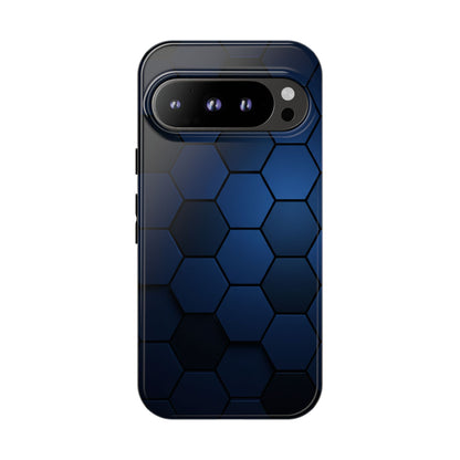 Blue Hexagon Gradient Phone Case | Modern Honeycomb Tough Protective Case