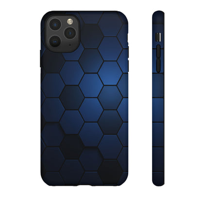Blue Hexagon Gradient Phone Case | Modern Honeycomb Tough Protective Case