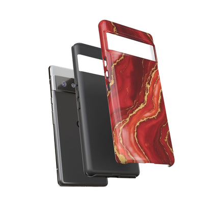 Red Agate Marble Phone Case – Gold Vein Luxury Stone Tough Case (iPhone, Samsung, Pixel)