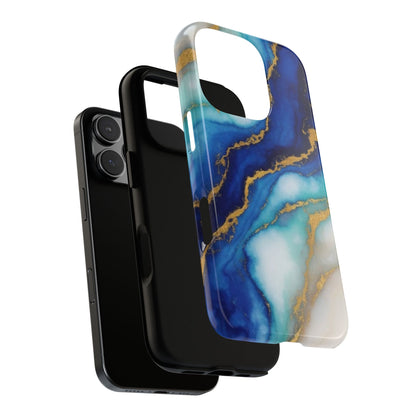 Blue & Gold Marble Phone Case – Luxury Resin Art Tough Case (iPhone, Samsung, Pixel)