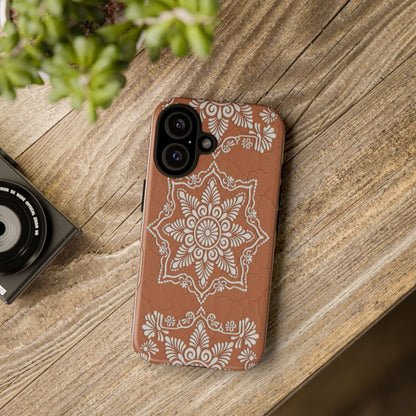 Talavera Terracotta Phone Case | Mexican Floral Pattern iPhone & Samsung Tough Case | Boho Clay Aesthetic Cover