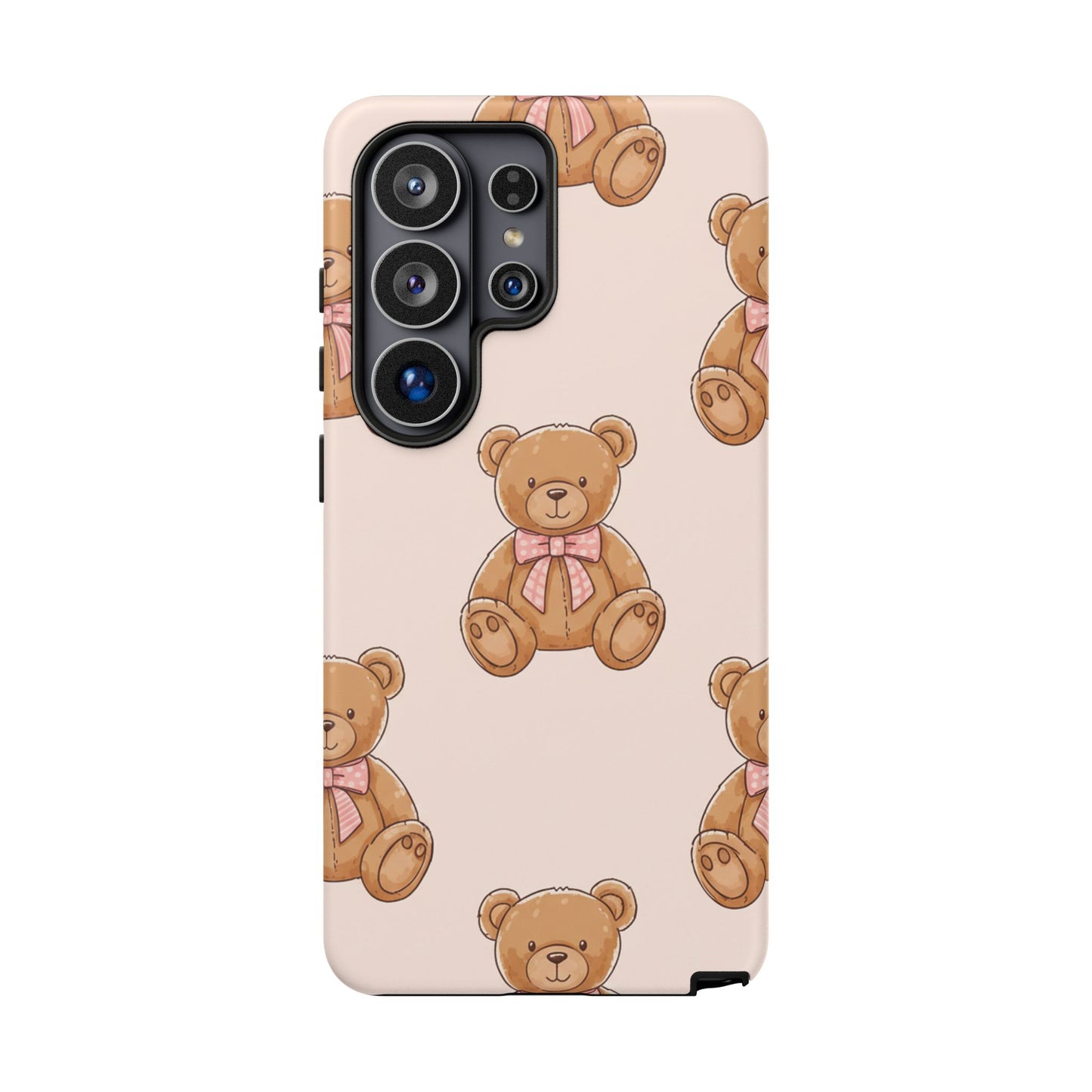 Teddy Bear Phone Case | Cute Coquette Aesthetic Pink Bear Pattern Case | Kawaii Soft Girl iPhone & Samsung Tough Protective Case