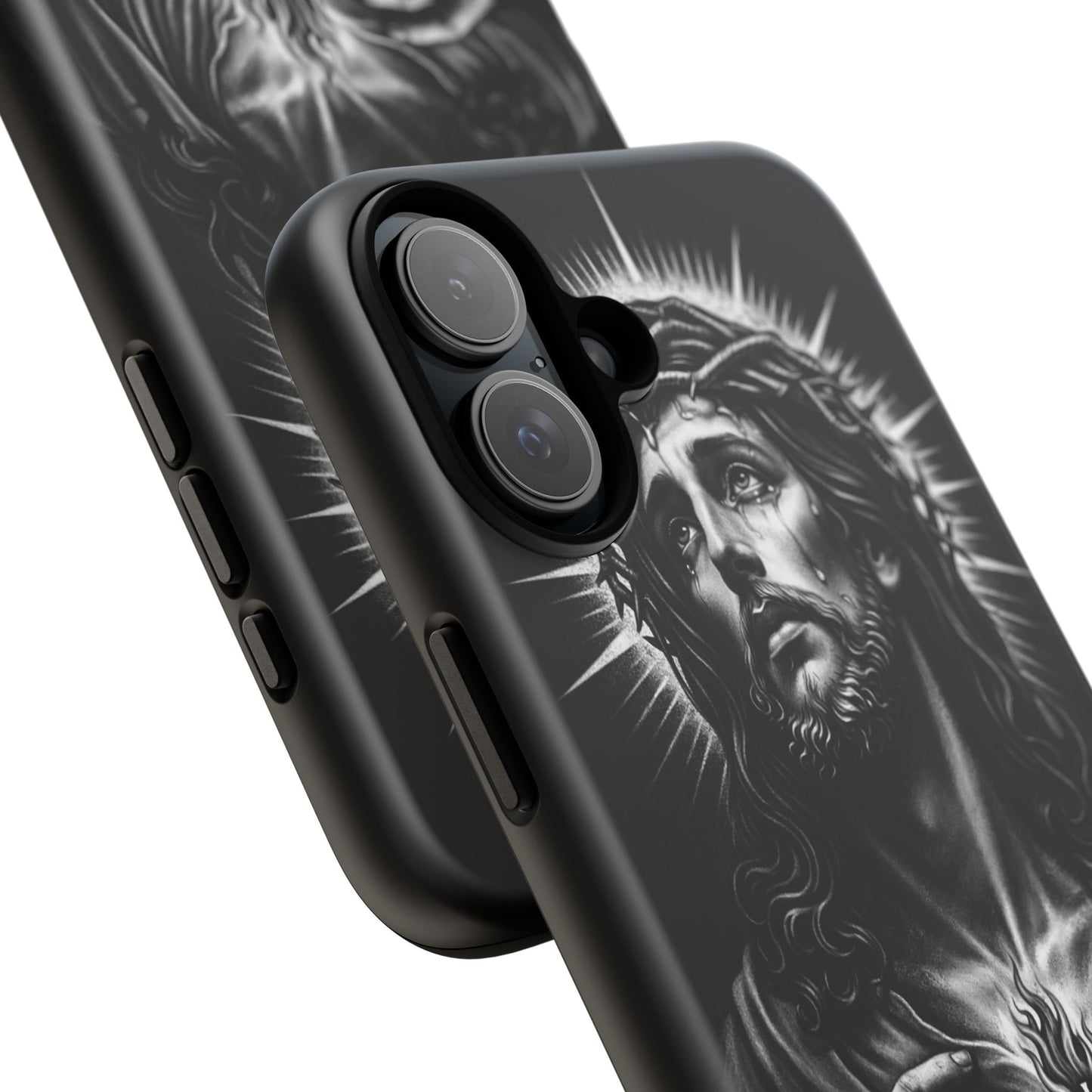 Jesus Sacred Heart Phone Case Black White Christian Faith Aesthetic