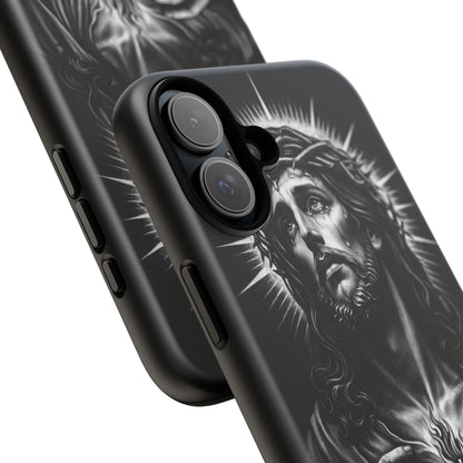 Jesus Sacred Heart Phone Case Black White Christian Faith Aesthetic