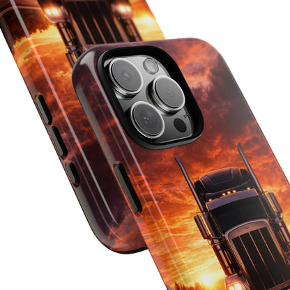 Big Rig Truck Phone Case Sunset Highway Semi Truck iPhone Samsung Cover