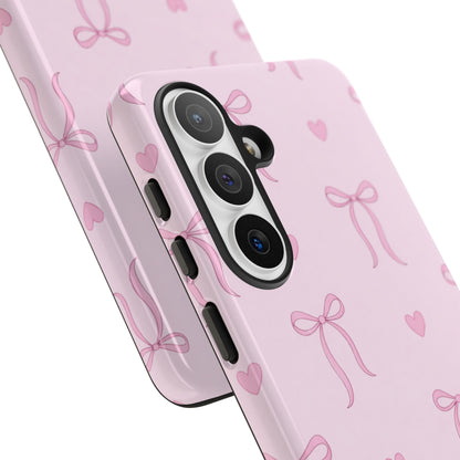 Pink Bow Heart Aesthetic Phone Case – Coquette Cute Tough Cover
